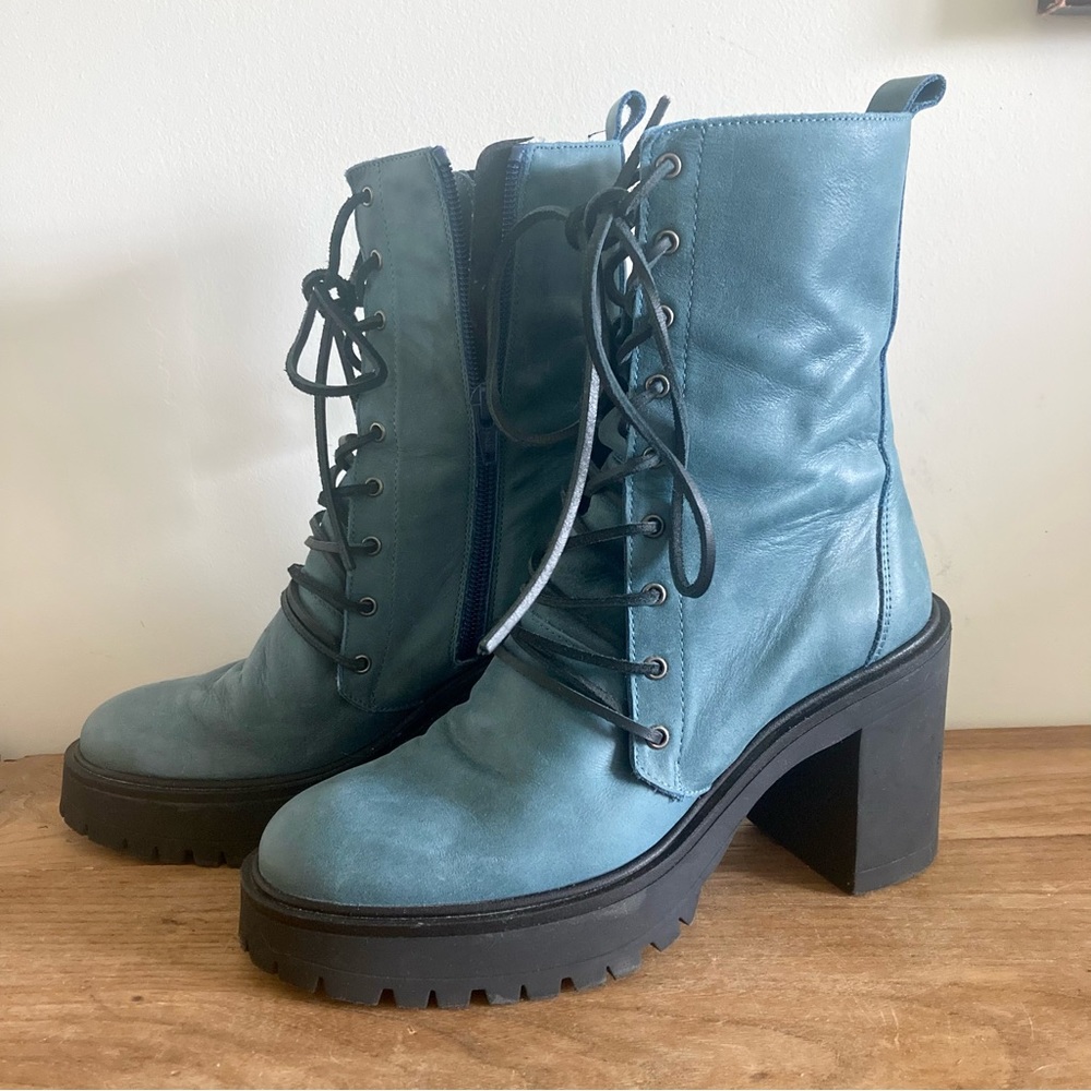 Free People Dylan Lace Up Boots - Blue - Size 6.5 (37)